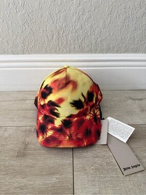 Palm Angels on fire Flame adjustable Cap in Yellow, Red & Black adult unisex